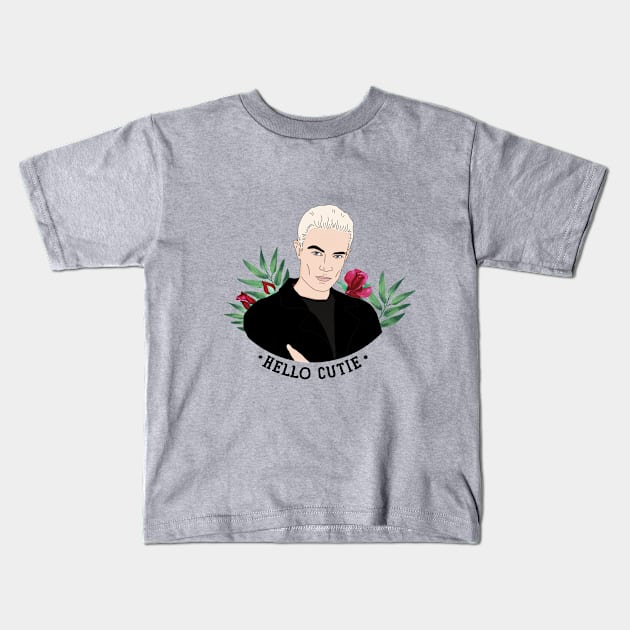 Spike Buffy Floral Valentines Kids T-Shirt by likeapeach